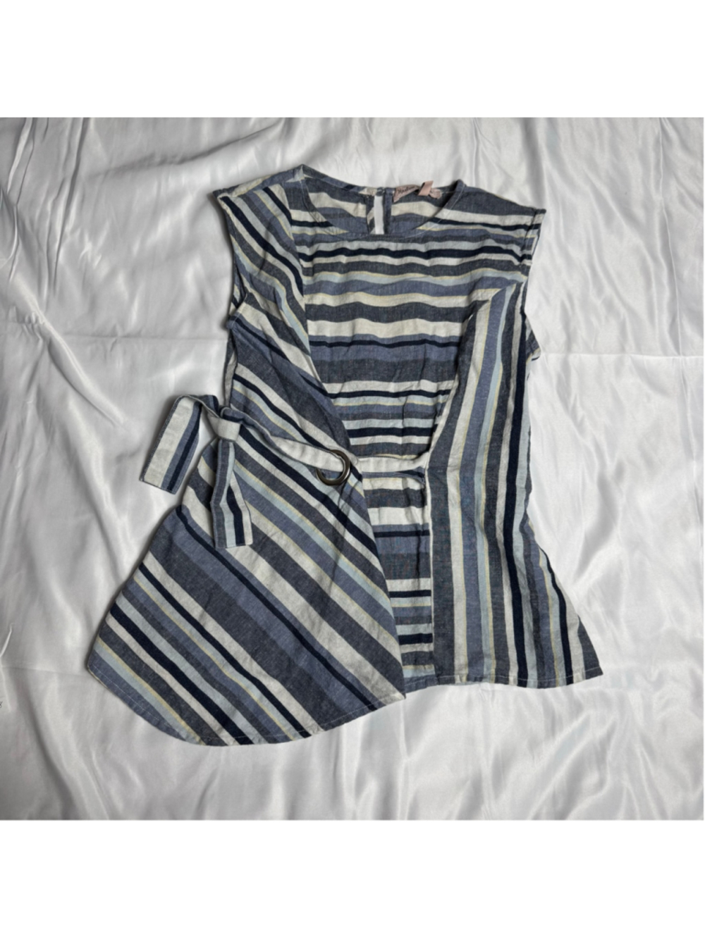 Women's Harlow & Rose Striped Blouse Size S Blue White